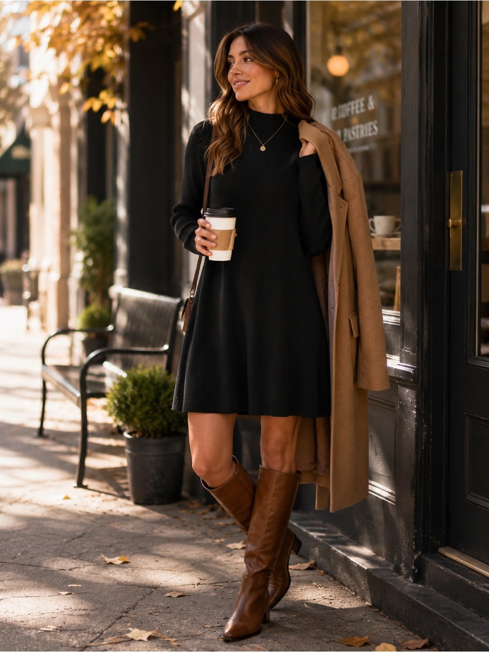 GAP Black Ribbed Mock Neck Sweater Dress XL Soft Stretch Knit